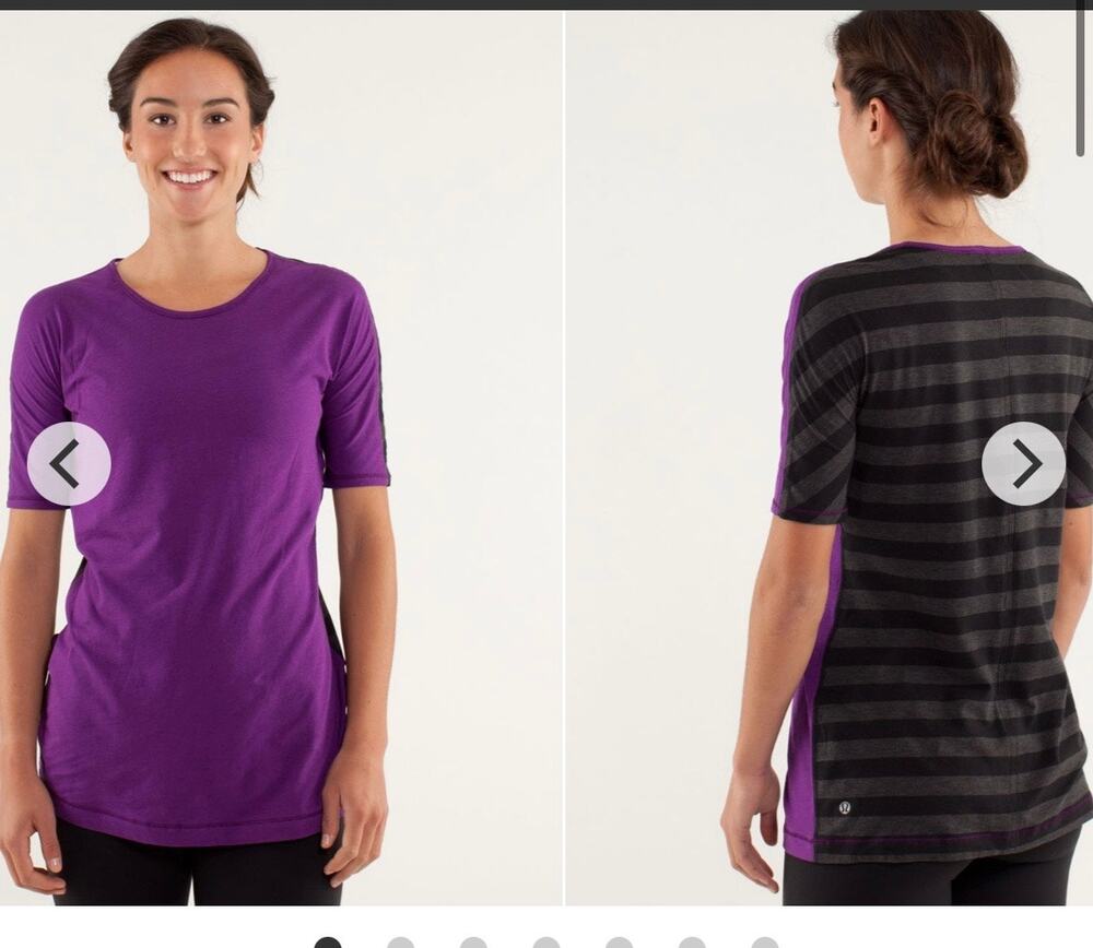 Lululemon Devotion Short Sleeve Tender Violet Micro Macro Black Heathered Black